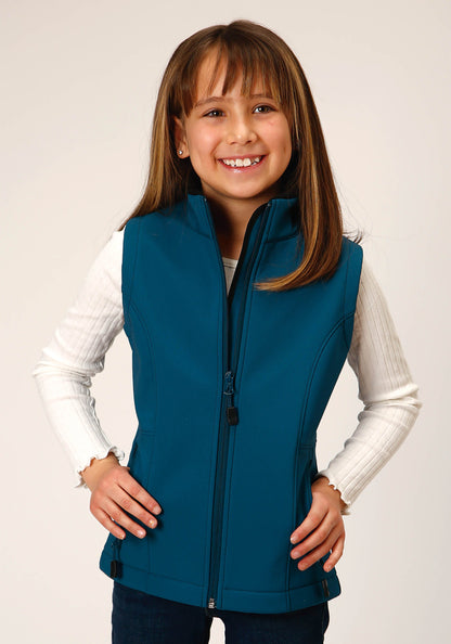 Roper Girls  Deep Teal Grid Soft Shell Tech Vest