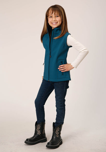 Roper Girls  Deep Teal Grid Soft Shell Tech Vest