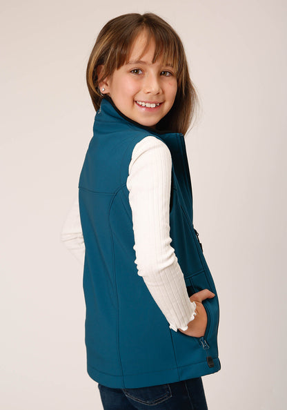 Roper Girls  Deep Teal Grid Soft Shell Tech Vest