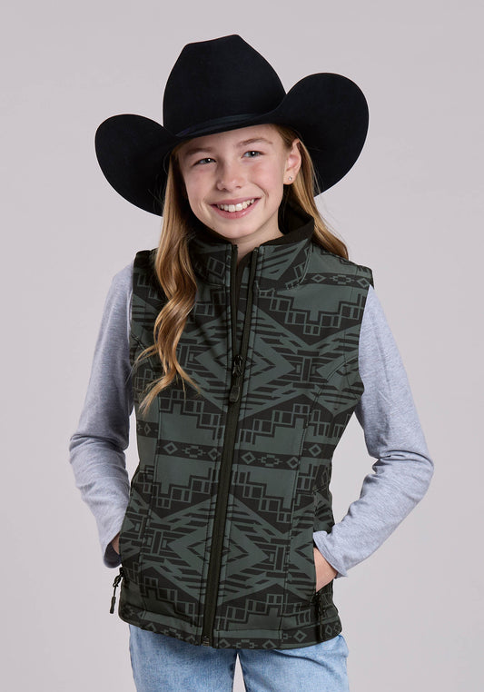Roper Girls Roper Charcoal And Black Aztec Print Western Jacket