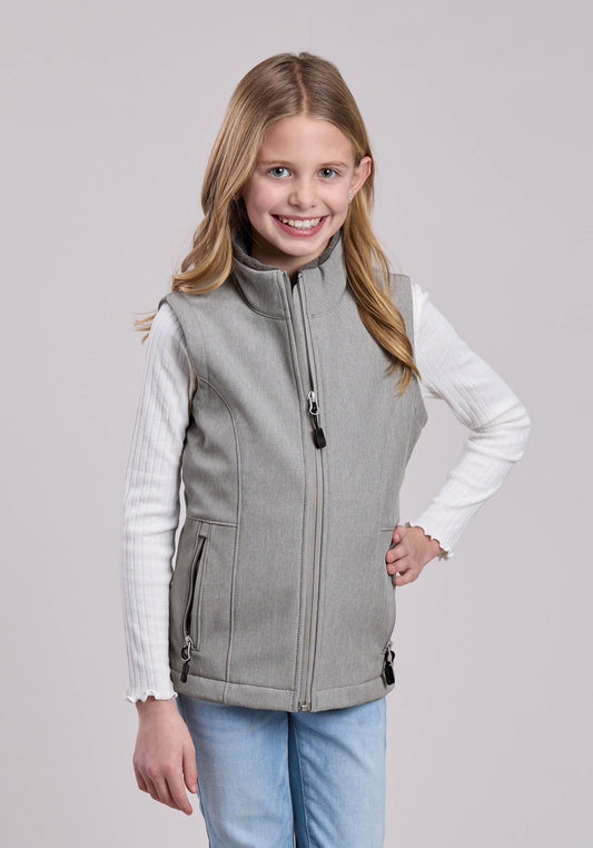 Roper Girls Vest Zipper Cream Grey Stripe Western Vest