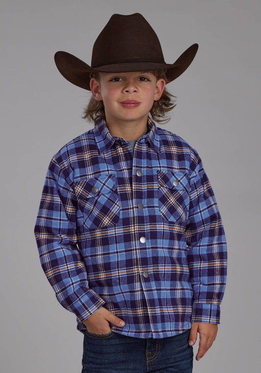 Roper Boys Sherpa Lined Flannel Shirt Snap Jacket