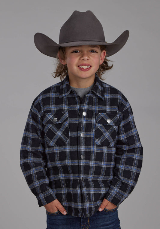 Roper Boys Sherpa Lined Flannel Shirt Snap Jacket