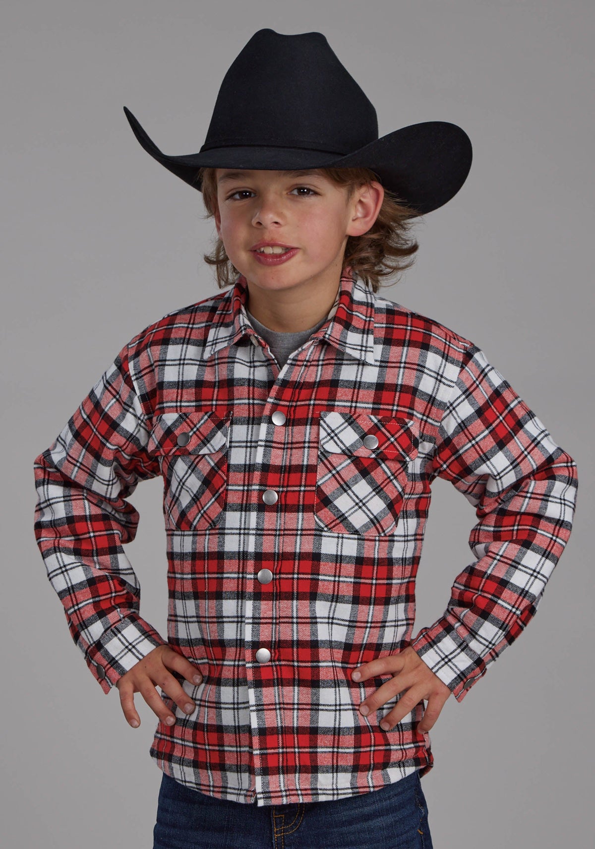 Roper Boys Sherpa Lined Flannel Shirt Snap Jacket