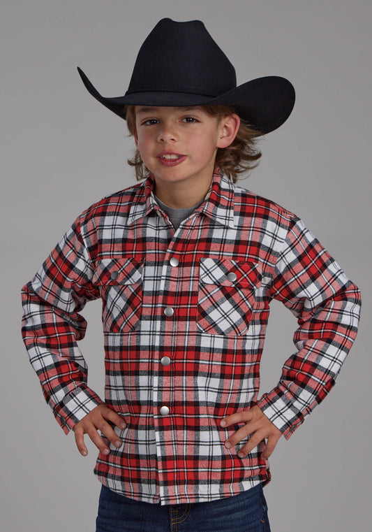 Roper Boys Sherpa Lined Flannel Shirt Snap Jacket