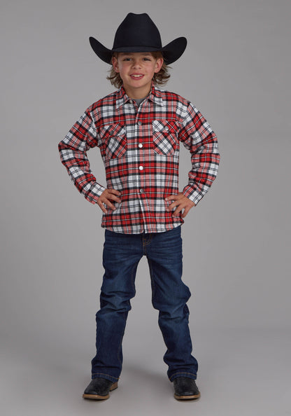 Roper Boys Sherpa Lined Flannel Shirt Snap Jacket