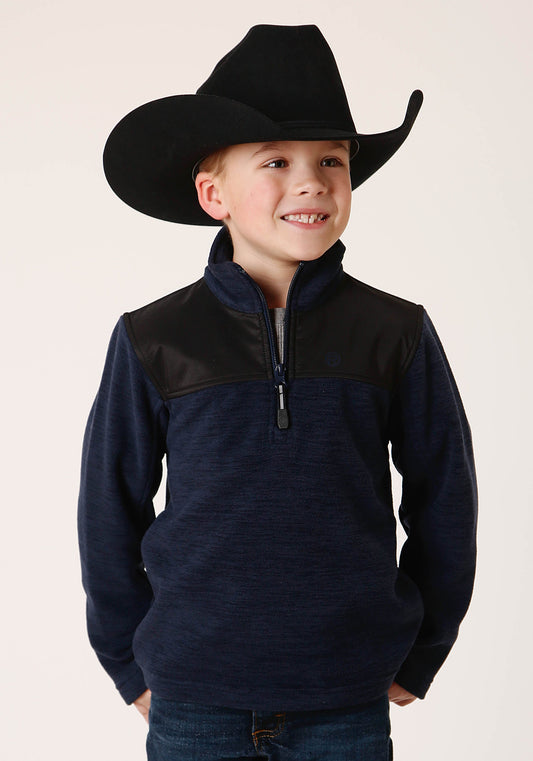 Roper Boys Polar Fleece  Heather Navy Pullover