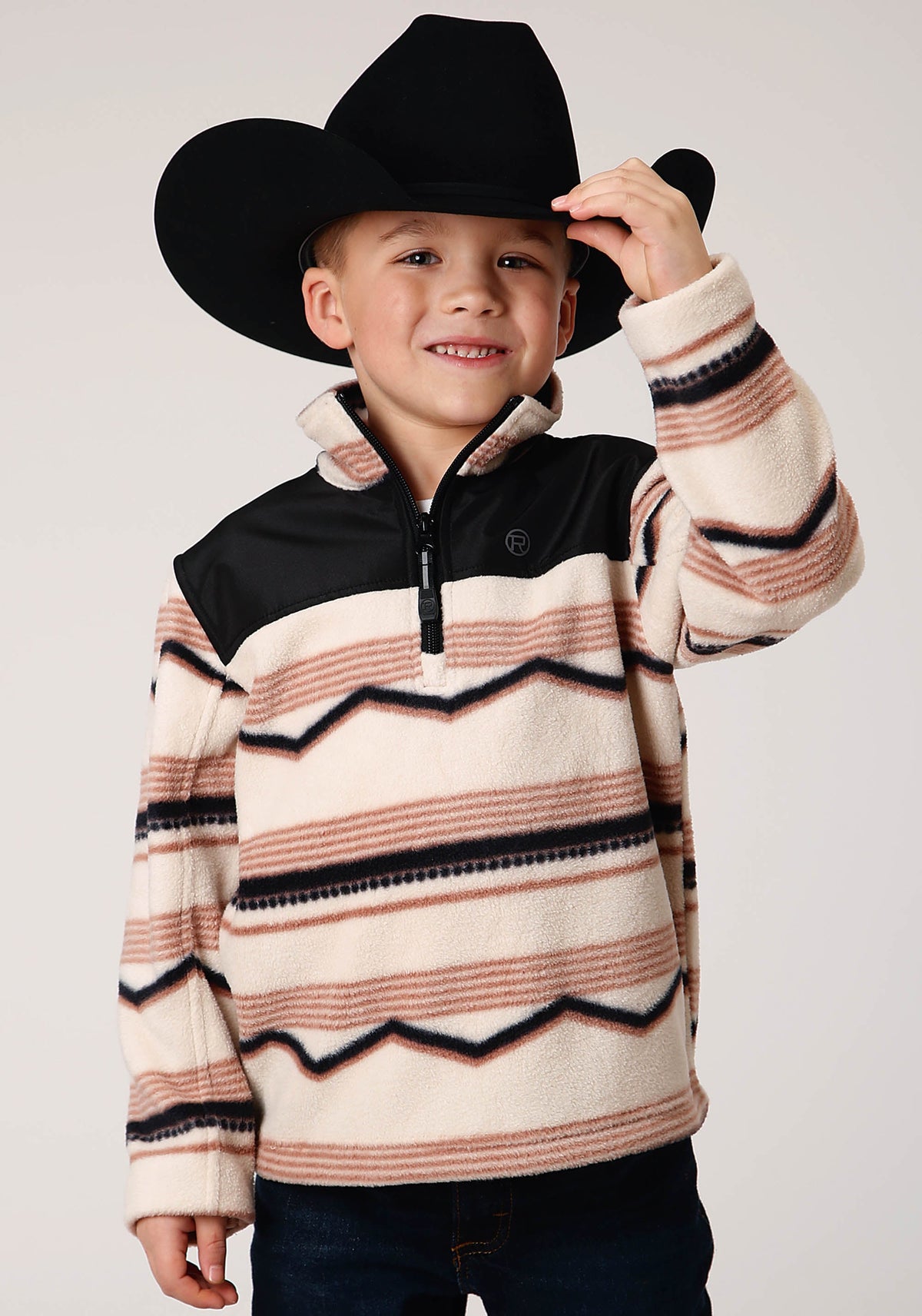 Roper Boys Polar Fleece  Horizontal Aztec Print Pullover