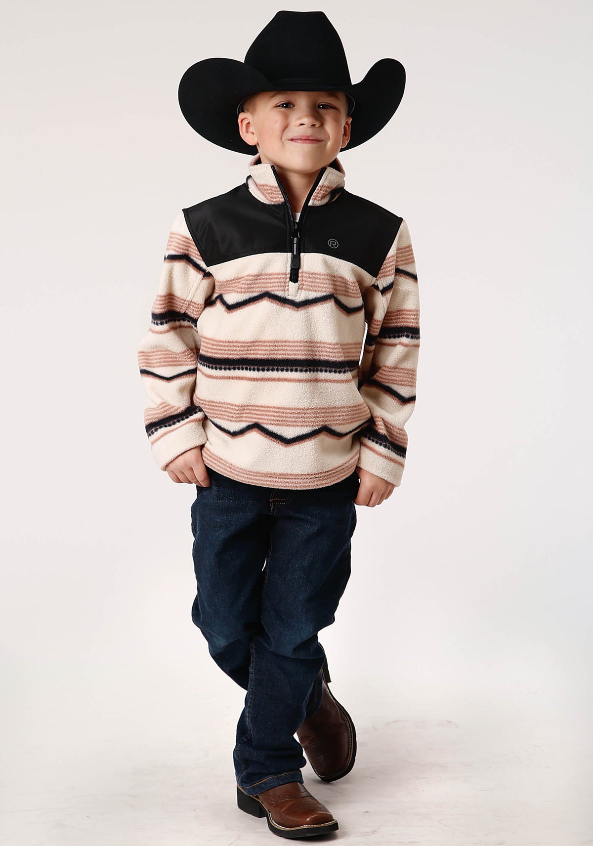 Roper Boys Polar Fleece  Horizontal Aztec Print Pullover