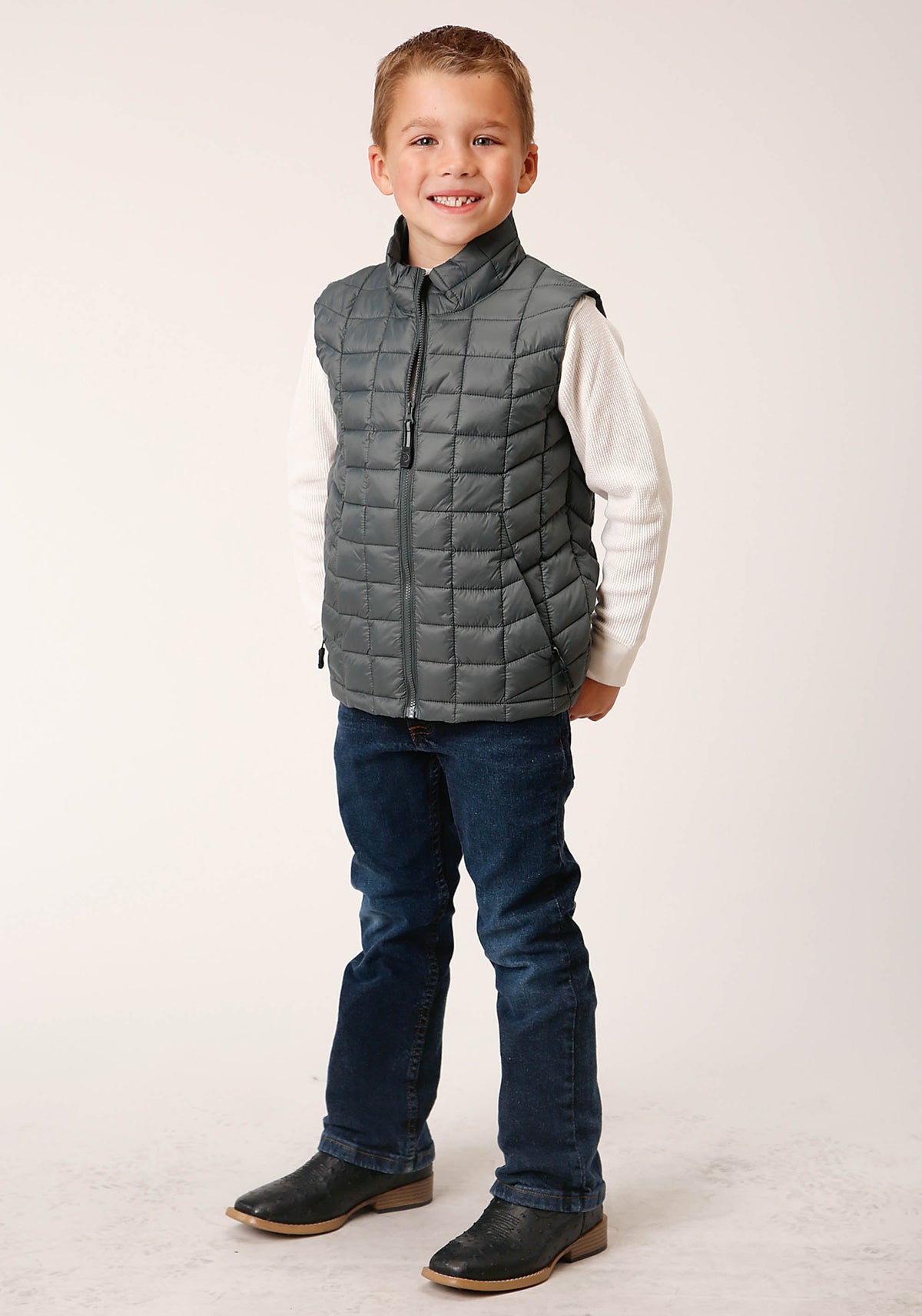 Roper Boys  Silver Sage Nylon Parachute Down Vest