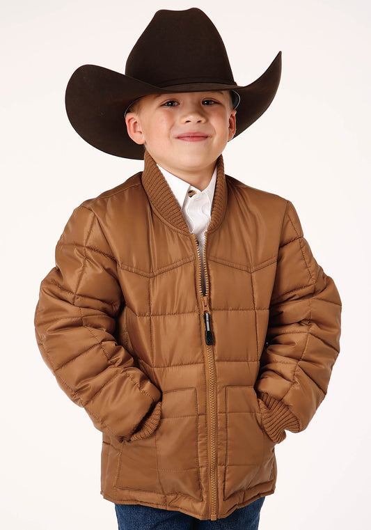 Roper Boys  Caramel Boy's Outerwear Poly Filled Western Jacket