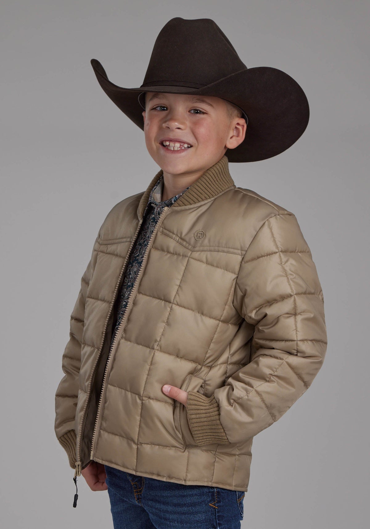 Roper Boys Khaki Zipper Jacket