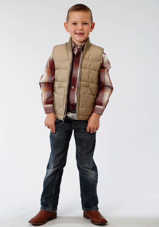 Roper Boys Khaki Poly-filled Vest