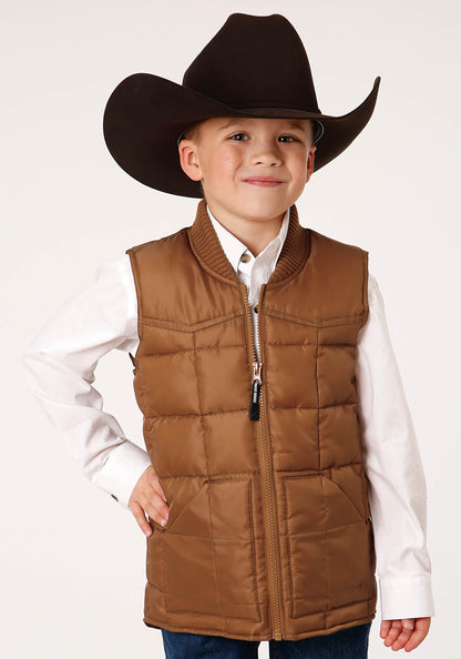 Roper Boys  Caramel Boy's Outerwear Poly Filled Western Vest