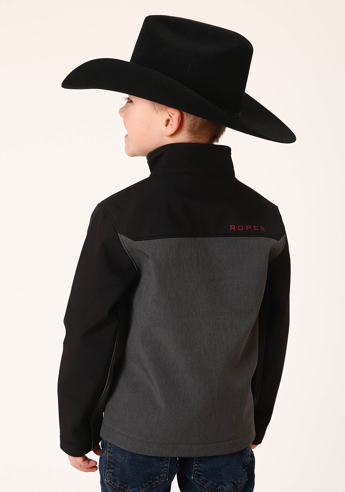 Roper Boys  Grey Black Combo Soft Shell Tech Jacket