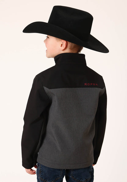 Roper Boys  Grey Black Combo Soft Shell Tech Jacket