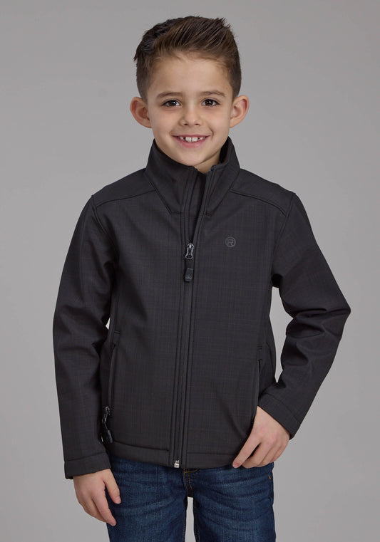 Roper Boys Charcoal Heather With Black Fleece Zipper Jacket