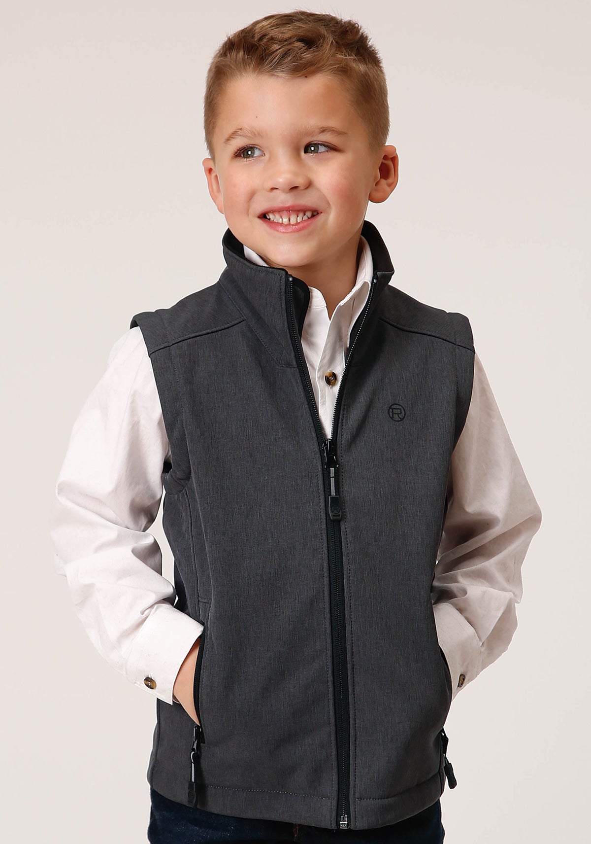 Roper Boys  Heather Grey Soft Shell Tech Vest