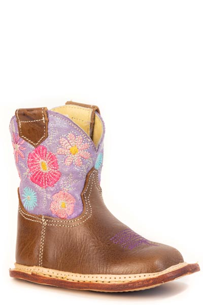 Roper Girls Roper Burnish Brown Leather Vamp Flower Girl Boots