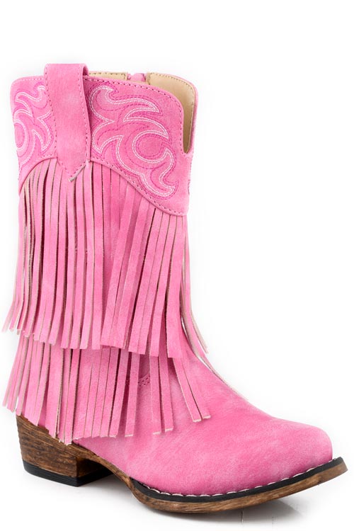 Roper Toddler Girls Pink Vintage Fringe Boot