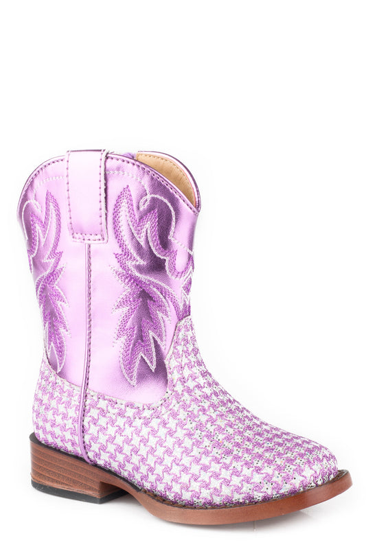 Roper Toddlers Girls Lavender Checkered Glitter Vamp