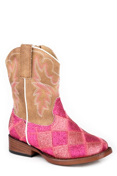 Roper Toddler Girls Pink And Fuschia Patchwork Glitter Vamp