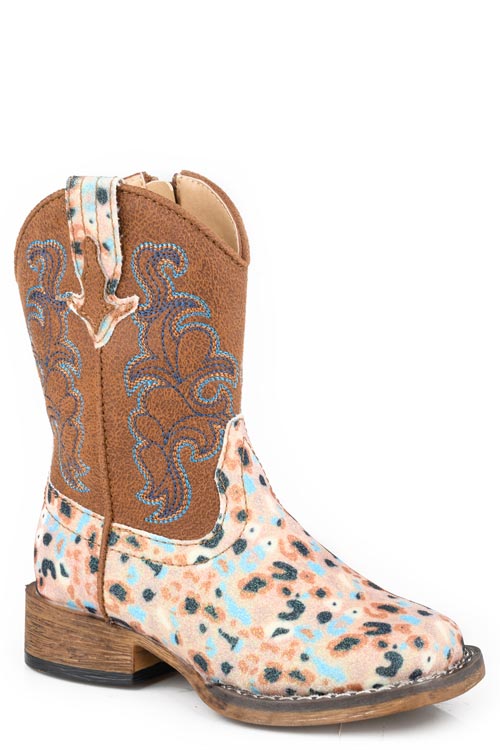 Roper Toddlers Girls Brown Multi Floral Glitter Vamp