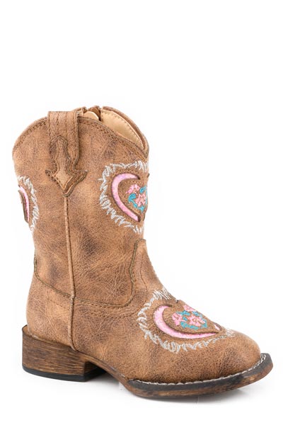 Roper Toddlers Girls Vintage Tan Vamp And Shaft