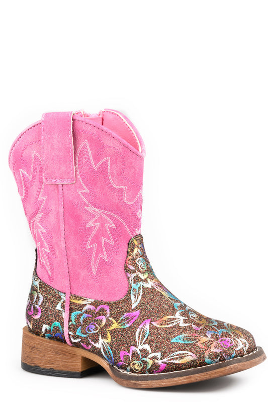 Roper Toddlers Girls Roper Western Stitch Glitter Rose Boots