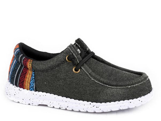 Roper Little Boys Black Upper With Aztec Heel Design