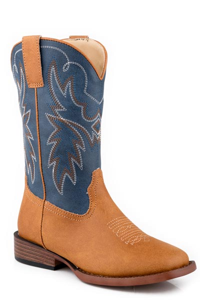 Roper Little Boys Tan Vamp With Navy Shaft