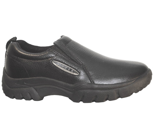 Roper Mens Performance Slip On Smooth Black Tumbled Leather