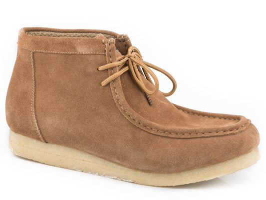 Roper Mens Tan Suede Leather Chukka Gum Sole Chukka With Two Eyelet Lace Up