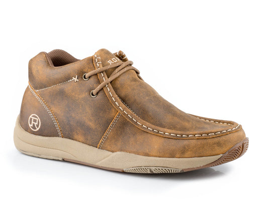 Roper Mens Swifter Sole Chukka Tan Distressed Leather