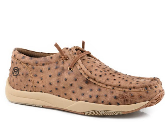Roper Mens Beige Embossed Ostrich Leather