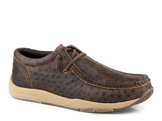 Roper Mens Brown Embossed Ostrich Leather