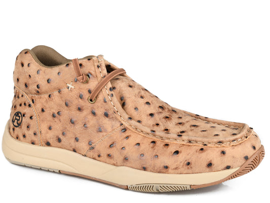 Roper Mens Vintage Tan Ostrich Embossed Leather