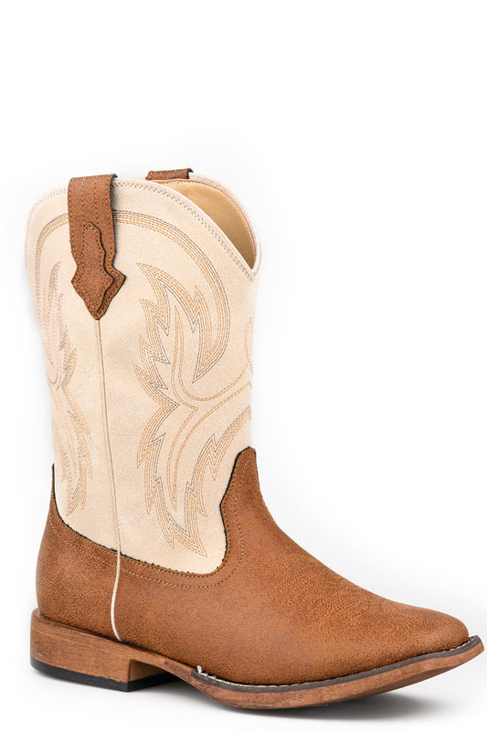 Roper Mens Roper Vintage Creme Faux Leather Cowboy Classic Boots