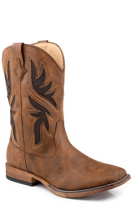 Roper Mens Roper Brown Mesh Western Draftmaster Boots