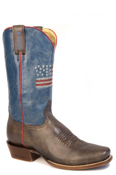 Roper Mens Roper Vintage Brown Leather Vamp 250 Usa - Cutter Boots