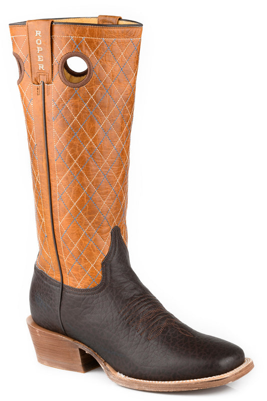 Roper Mens Embossed  Brown Bull Leather Vamp