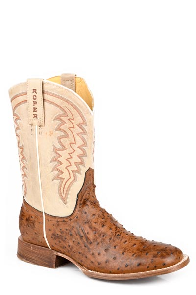 Roper Mens Burnish Brown Embossed Ostrich Vamp