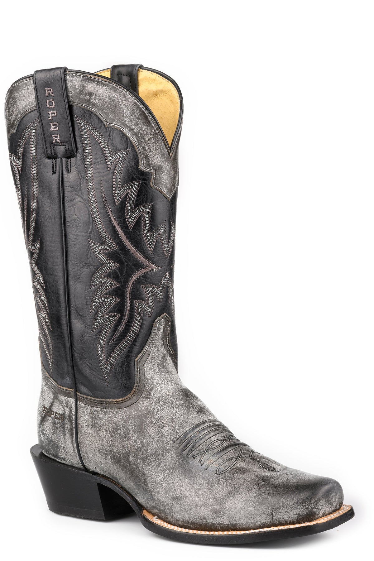 Roper Mens Roper Waxy Black Leather Ride Em Boots