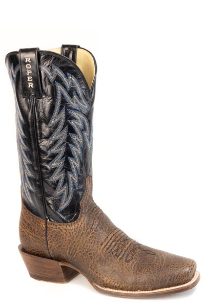 Roper Mens Roper Brown Bison Vamp Rawhide Boots