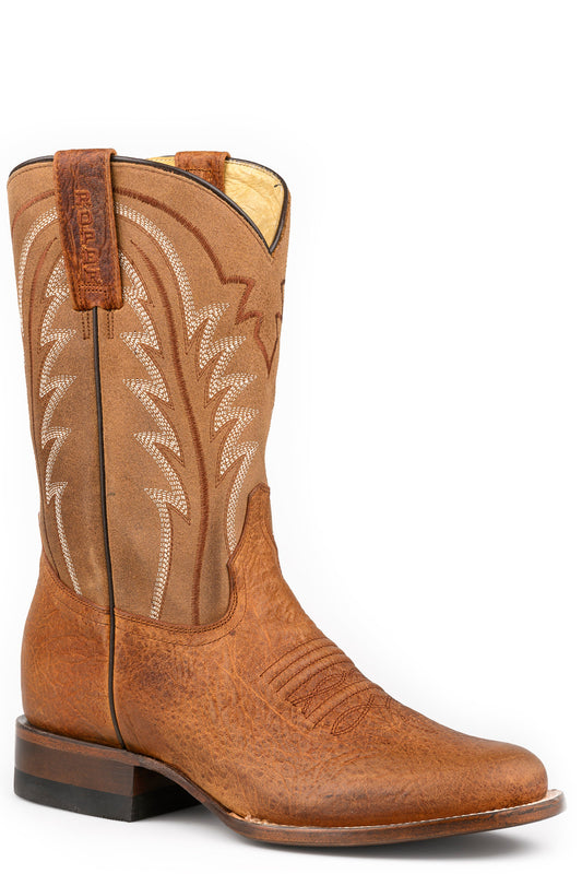 Roper Mens Roper Burnish Tan Suede Leather Faux Bison Boots