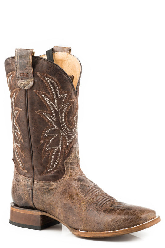 Roper Mens Leather Concealed Carry Boot Waxy Brown With Embroidered Upper