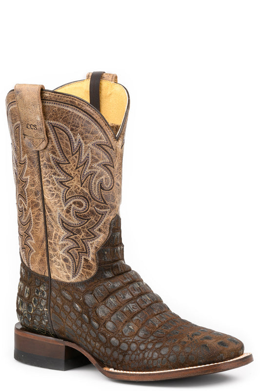Roper Mens Roper Burnish Brown Leather Croc Ccs Boots
