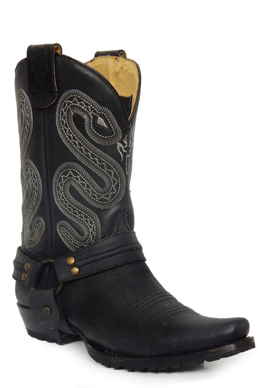 Roper Mens Leather Concealed Carry Harness Boot All Over Matte Black With Sidewin