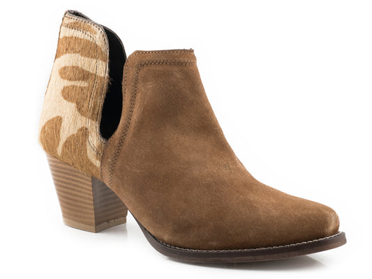 Roper Womens Tan Cow Hair On Hide Ankle Boot