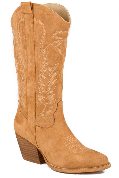 Roper Womens Roper Tan Faux Suede Upper Tillie Boots